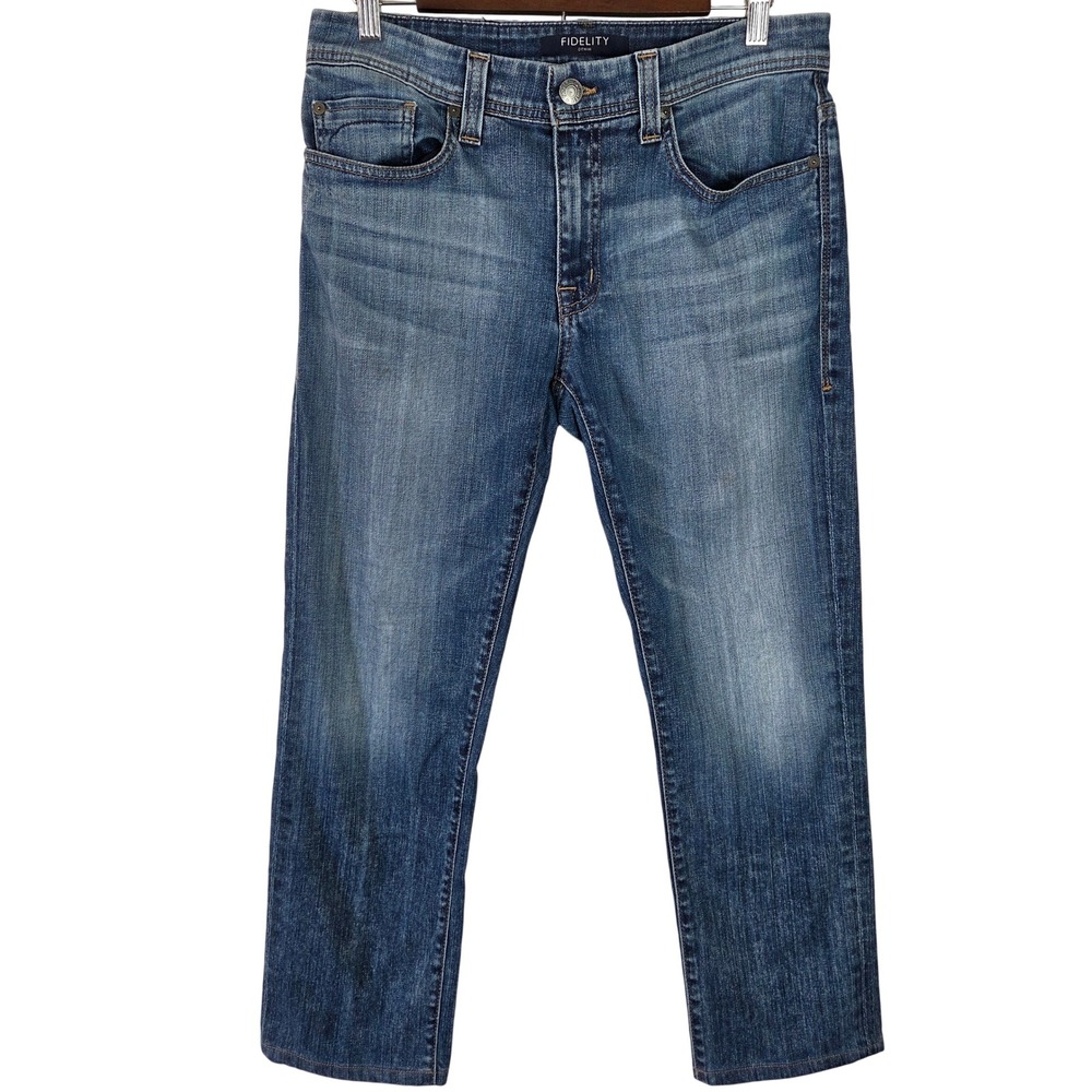 Fidelity Jimmy slim straight jeans medium wash whiskered fade denim 31